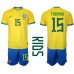 Günstige Brasilien Fabinho #15 Babykleidung Heim Fussballtrikot Kinder WM 2022 Kurzarm (+ kurze hosen)